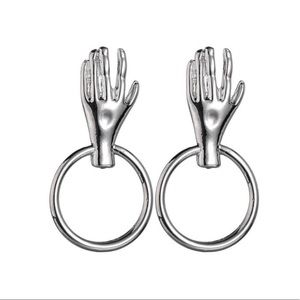 Hands On Stud Hoop Earrings